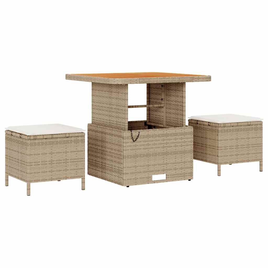 Tuin Sofa Set Met Kussen 9 Pcs En Crème Poly Rattan
