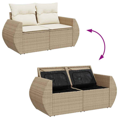 Tuin Sofa Set Met Kussen 9 Pcs En Crème Poly Rattan