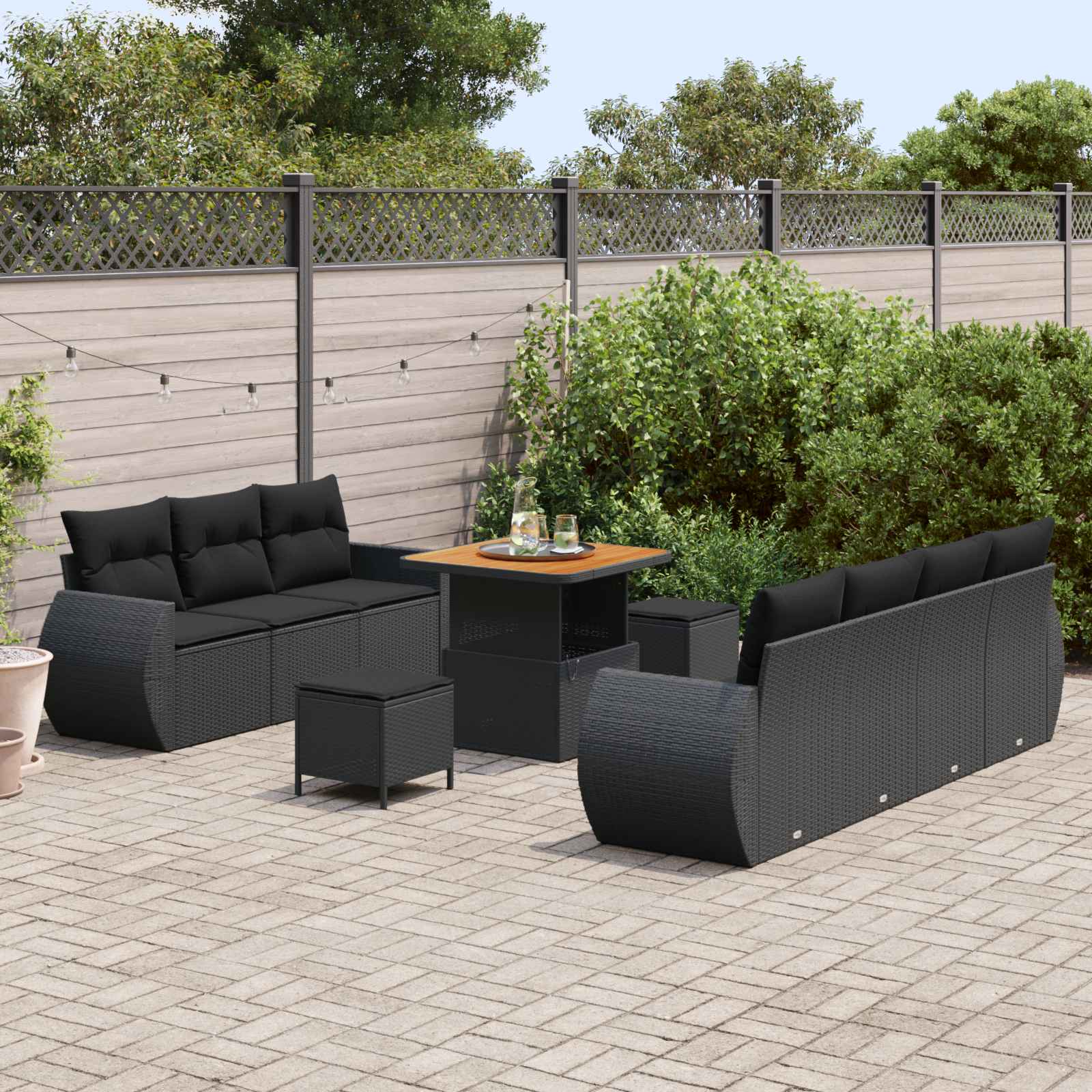 Tuin Sofa Set Met Kussen Met Opslag 10 Pcs Poly Rattan