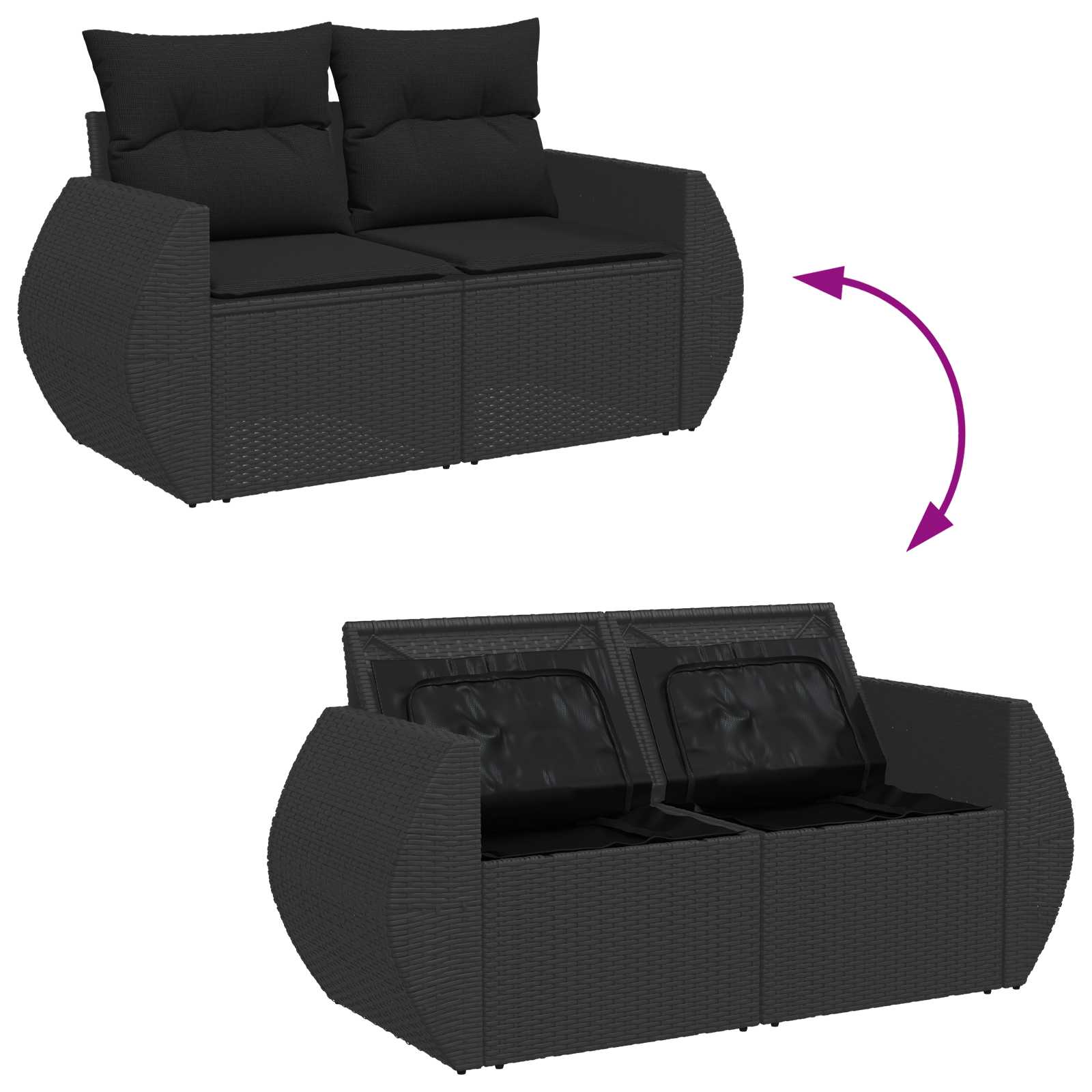 Tuin Sofa Set Met Kussen Met Opslag 10 Pcs Poly Rattan