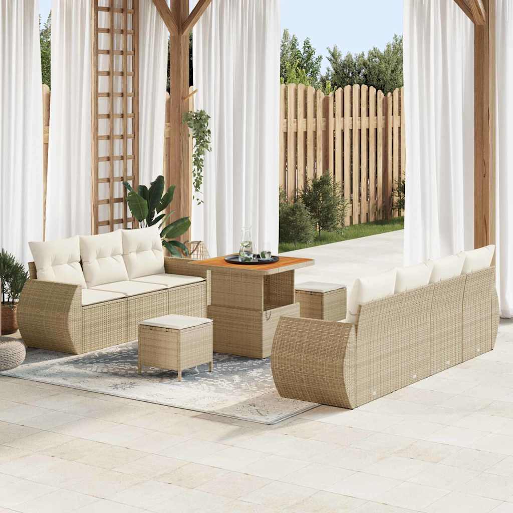 Tuin Sofa Set Met Kussen Met Opslag 10 Pcs Poly Rattan