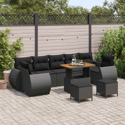 Tuin Sofa Set 10 Pcs Poly Rattan En Gepoedercoat Staal