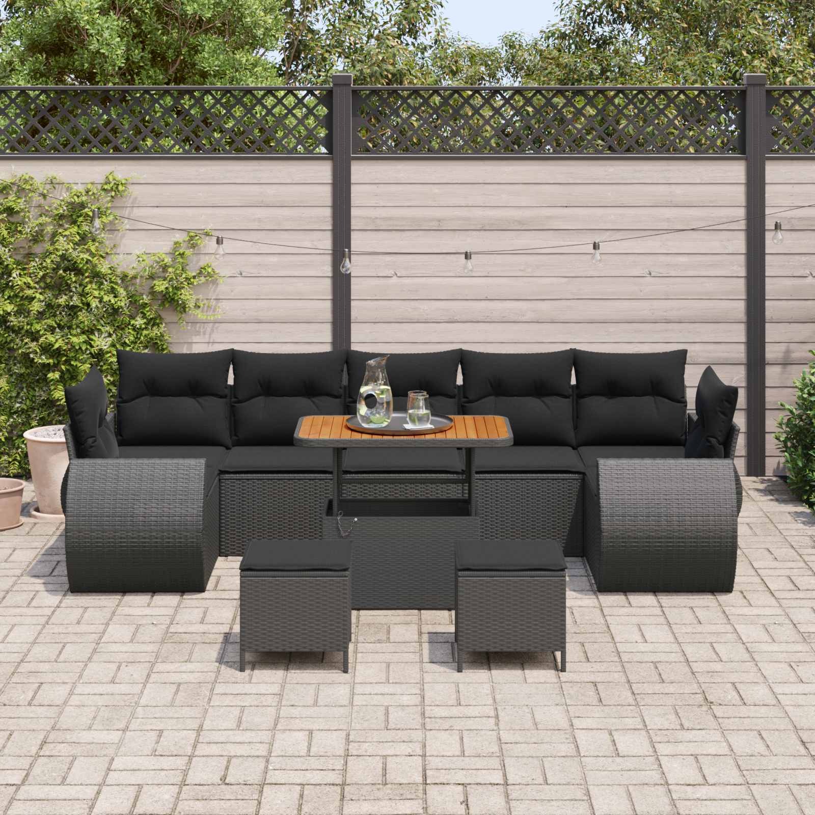 Tuin Sofa Set 10 Pcs Poly Rattan En Gepoedercoat Staal