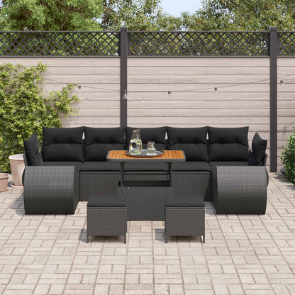 Tuin Sofa Set 10 Pcs Poly Rattan En Gepoedercoat Staal