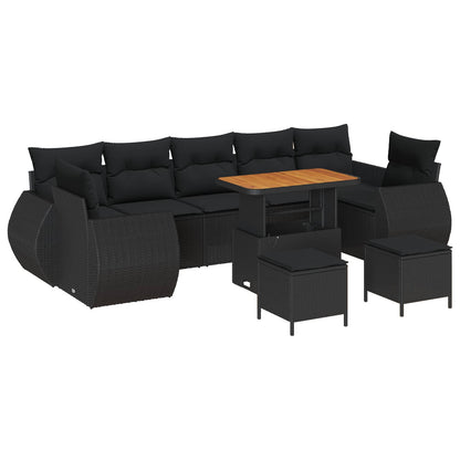 Tuin Sofa Set 10 Pcs Poly Rattan En Gepoedercoat Staal
