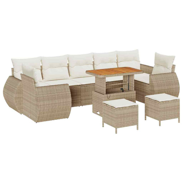 Tuin Sofa Set Met Kussen 10 Pcs En Crèmekleurig