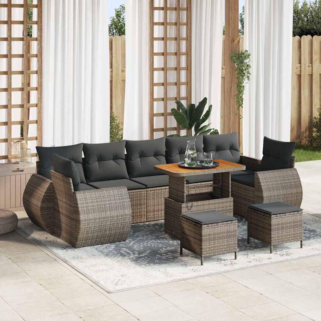 Tuin Sofa Set 10 Pcs Poly Rattan En Gepoedercoat Staal