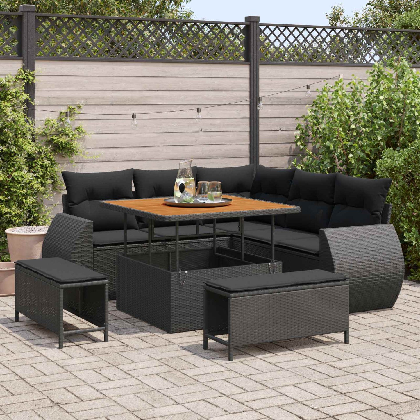 Tuin Sofa Set Met Kussen Met Opslag 8 Pcs Poly Rattan