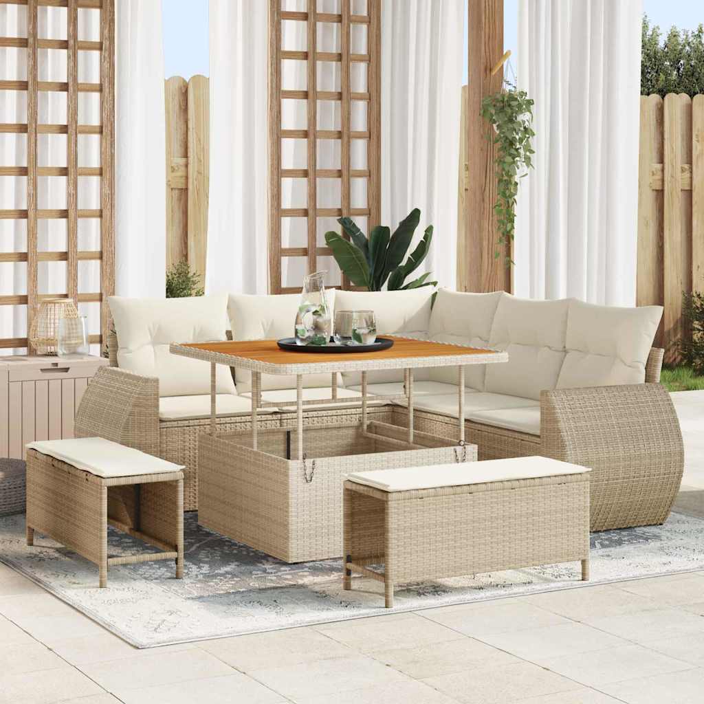 Tuin Sofa Set Met Kussen Met Opslag 8 Pcs Poly Rattan