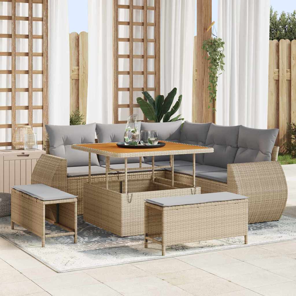Tuin Sofa Set Met Kussen Met Opslag 8 Pcs Poly Rattan