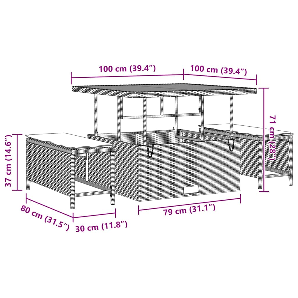 Tuin Sofa Set Met Kussen Met Opslag 8 Pcs Poly Rattan