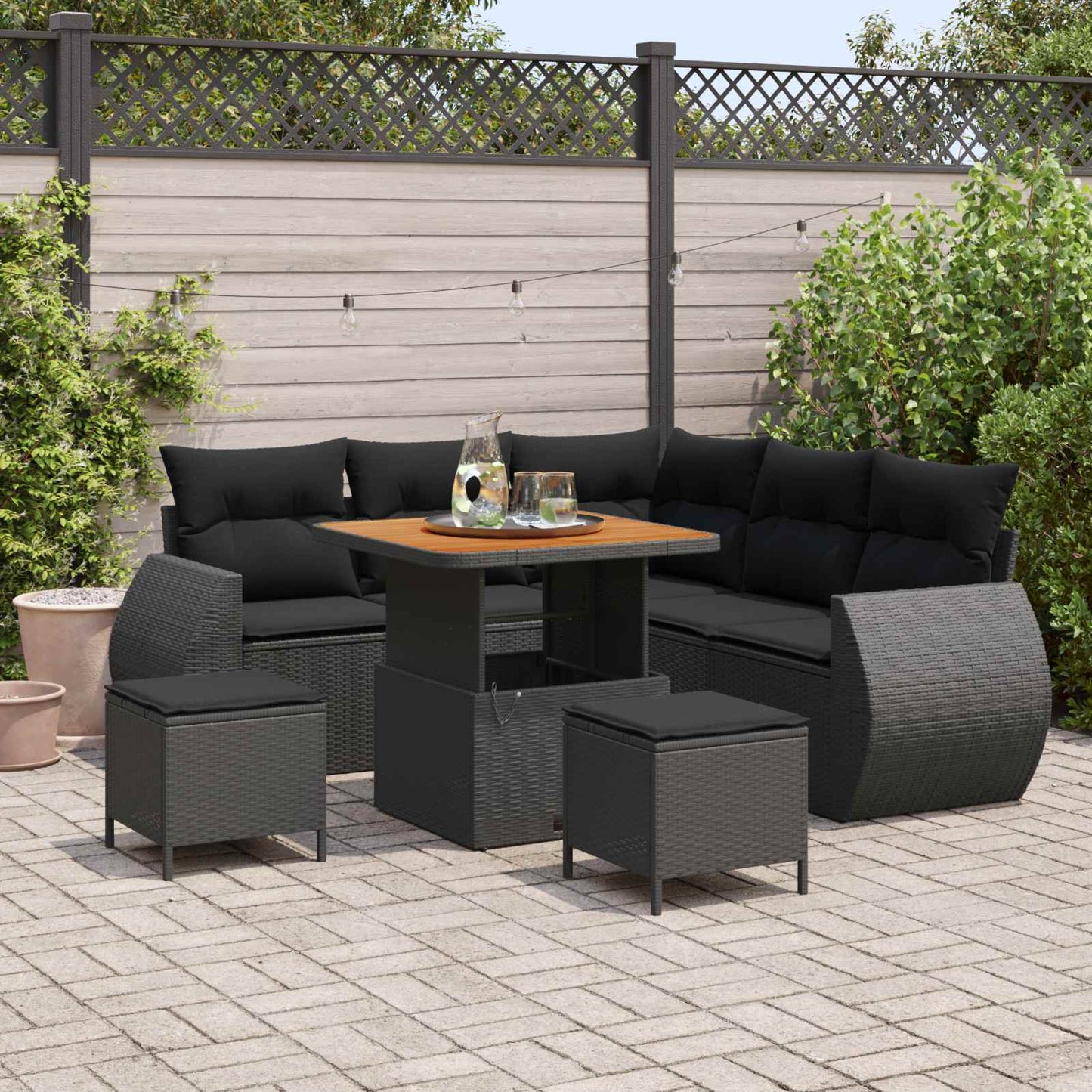Tuin Sofa Set Met Kussen Met Opslag 8 Pcs Poly Rattan