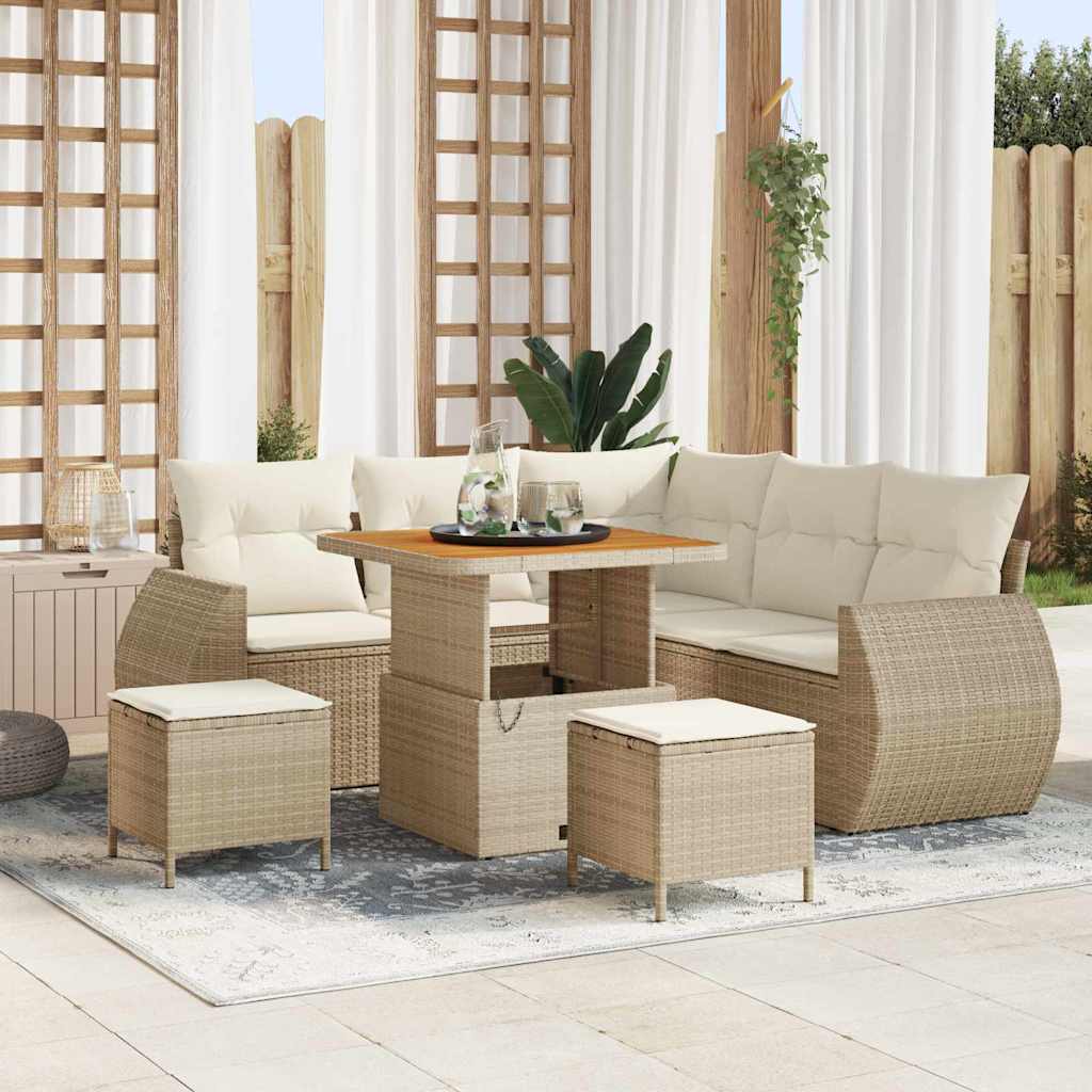 Tuin Sofa Set Met Kussen Met Opslag 8 Pcs Poly Rattan