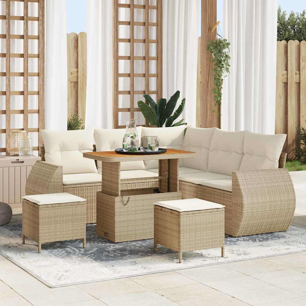 Tuin Sofa Set Met Kussen Met Opslag 8 Pcs Poly Rattan
