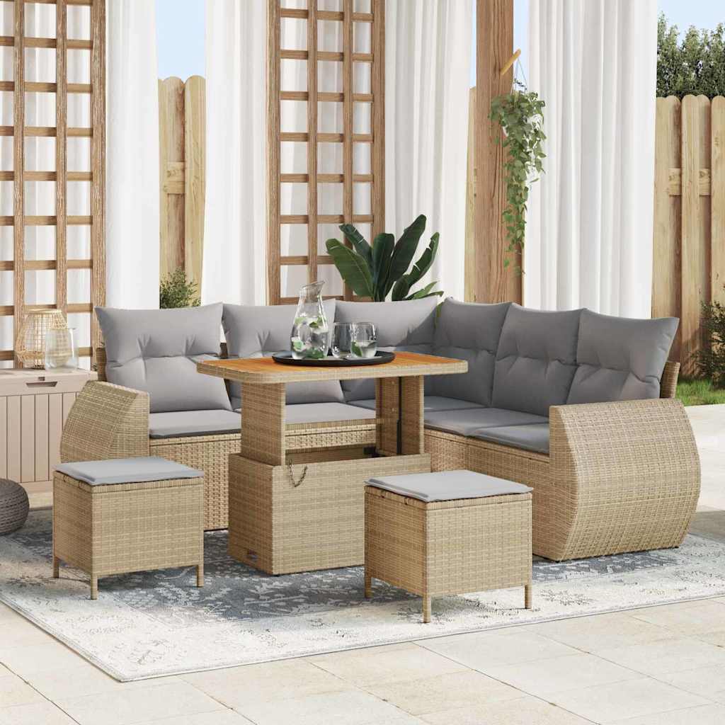 Tuin Sofa Set Met Kussen Met Opslag 8 Pcs Poly Rattan
