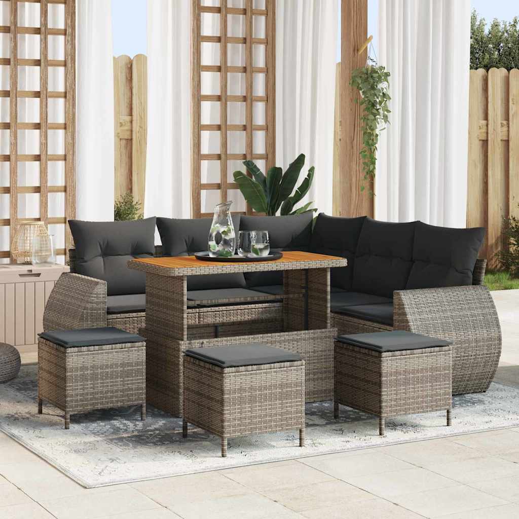 Tuin Sofa Set Met Kussen Met Opslag 8 Pcs Poly Rattan