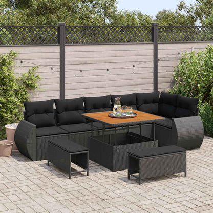 Tuin Sofa Set Met Kussen Met Opslag 9 Pcs Poly Rattan