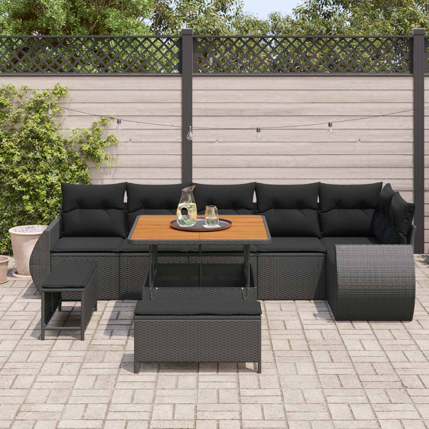 Tuin Sofa Set Met Kussen Met Opslag 9 Pcs Poly Rattan