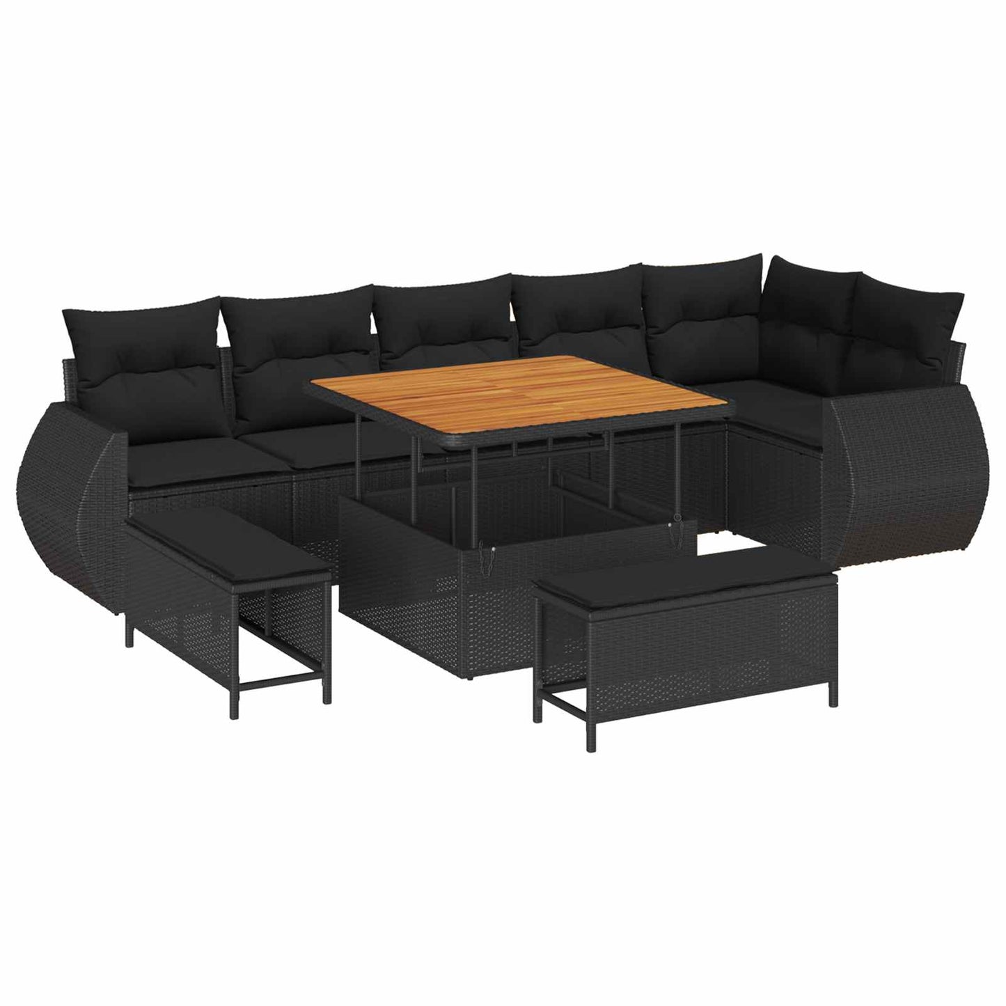 Tuin Sofa Set Met Kussen Met Opslag 9 Pcs Poly Rattan