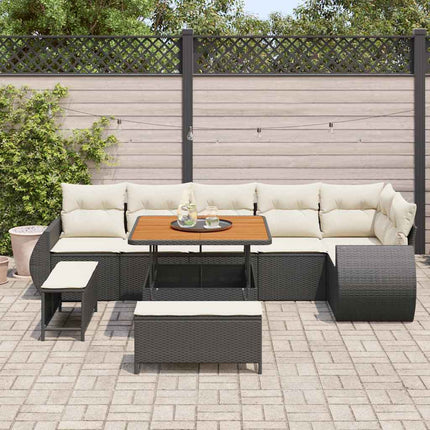 Tuin Sofa Set Met Kussen 9 Pcs Zwart En Crème Poly Rattan
