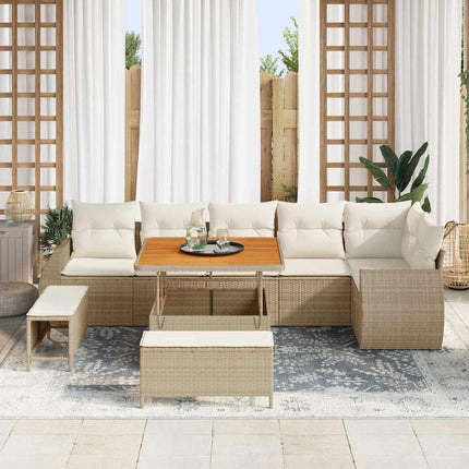 Tuin Sofa Set Met Kussen Met Opslag 9 Pcs En Crèmekleurig