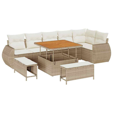 Tuin Sofa Set Met Kussen Met Opslag 9 Pcs En Crèmekleurig