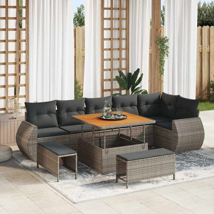 Tuin Sofa Set Met Kussen Met Opslag 9 Pcs En Crèmekleurig