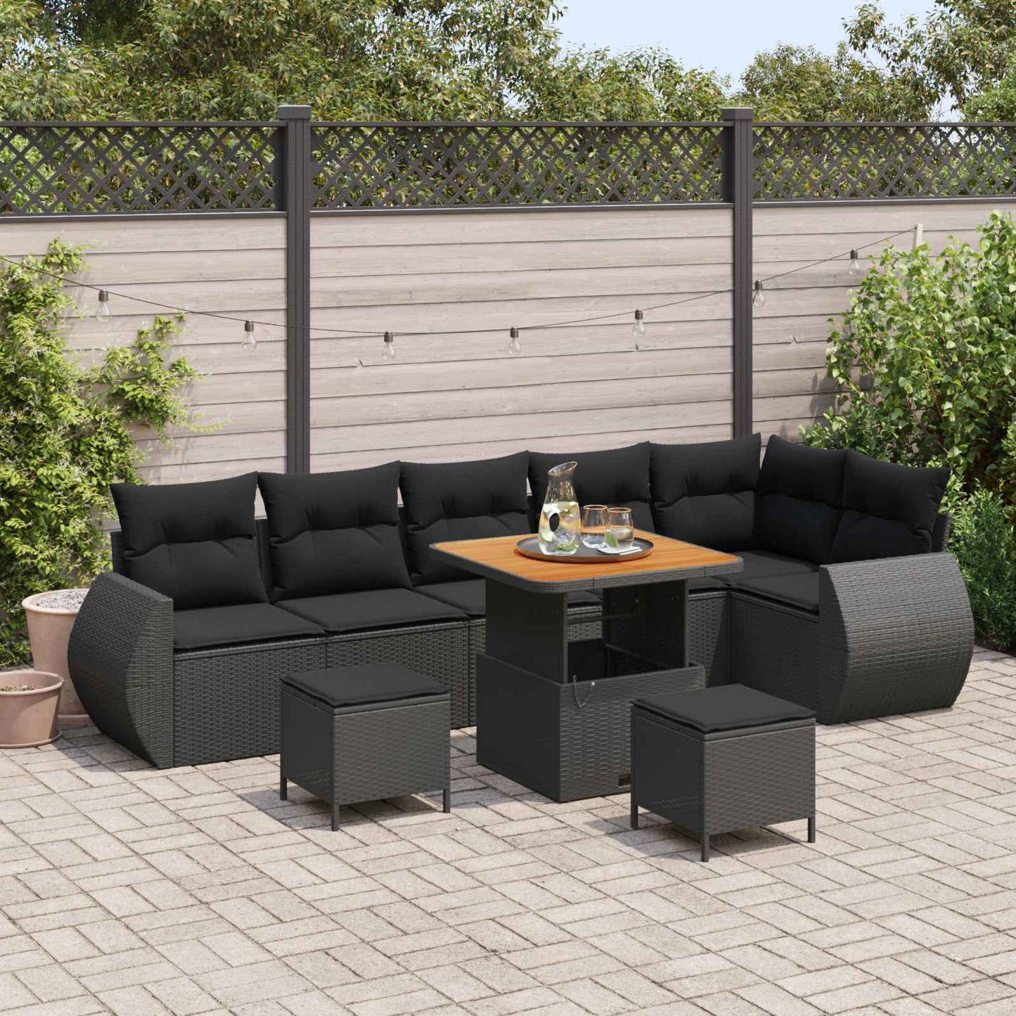 Tuin Sofa Set Met Kussen Met Opslag 9 Pcs Poly Rattan