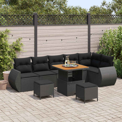 Tuin Sofa Set Met Kussen Met Opslag 9 Pcs Poly Rattan
