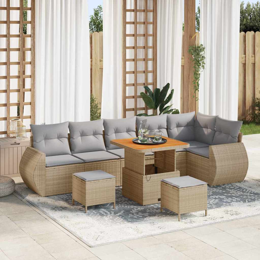 Tuin Sofa Set Met Kussen Met Opslag 9 Pcs Poly Rattan