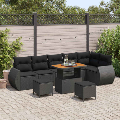 Tuin Sofa Set Met Kussen Met Opslag 9 Pcs Poly Rattan