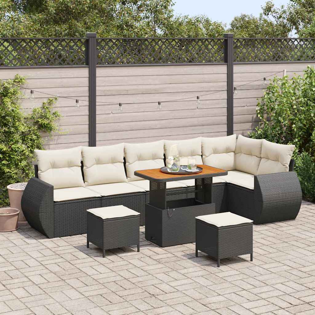 Tuin Sofa Set Met Kussen Met Opslag 9 Pcs Poly Rattan
