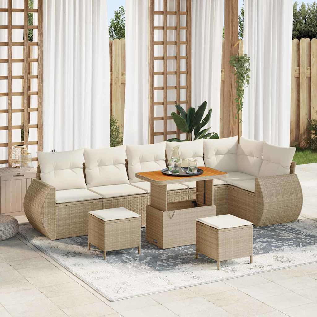 Tuin Sofa Set Met Kussen Met Opslag 9 Pcs Poly Rattan