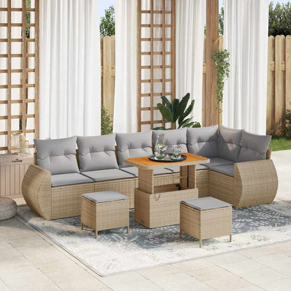 Tuin Sofa Set Met Kussen Met Opslag 9 Pcs Poly Rattan