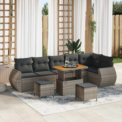 Tuin Sofa Set Met Kussen Met Opslag 9 Pcs Poly Rattan