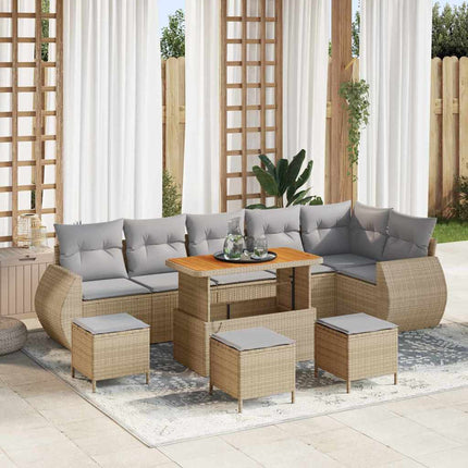 Tuin Sofa Set Met Kussen Met Opslag 9 Pcs En Crèmekleurig
