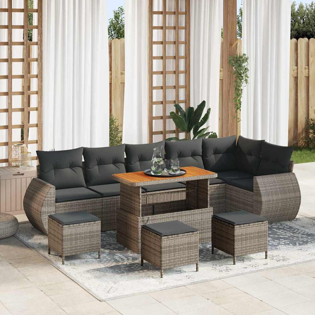 Tuin Sofa Set Met Kussen Met Opslag 9 Pcs Poly Rattan