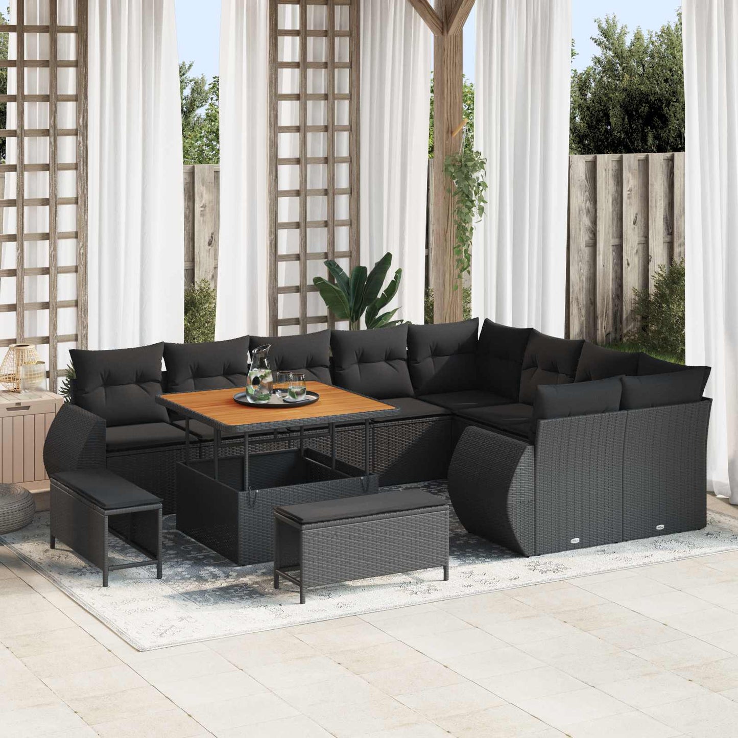 Tuin Sofa Set Met Kussen Met Opslag 12 Pcs En Crème