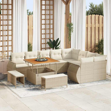 Tuin Sofa Set 12 Pcs En Licht Grijs Poly Rattan