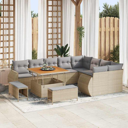 Tuin Sofa Set 12 Pcs En Licht Grijs Poly Rattan