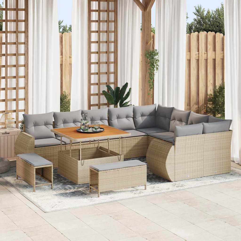 Tuin Sofa Set Met Kussen Met Opslag 12 Pcs En Crème