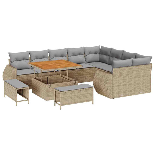 Tuin Sofa Set 12 Pcs En Licht Grijs Poly Rattan