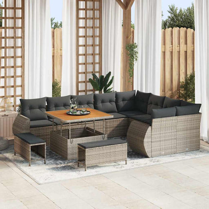 Tuin Sofa Set 12 Pcs En Licht Grijs Poly Rattan