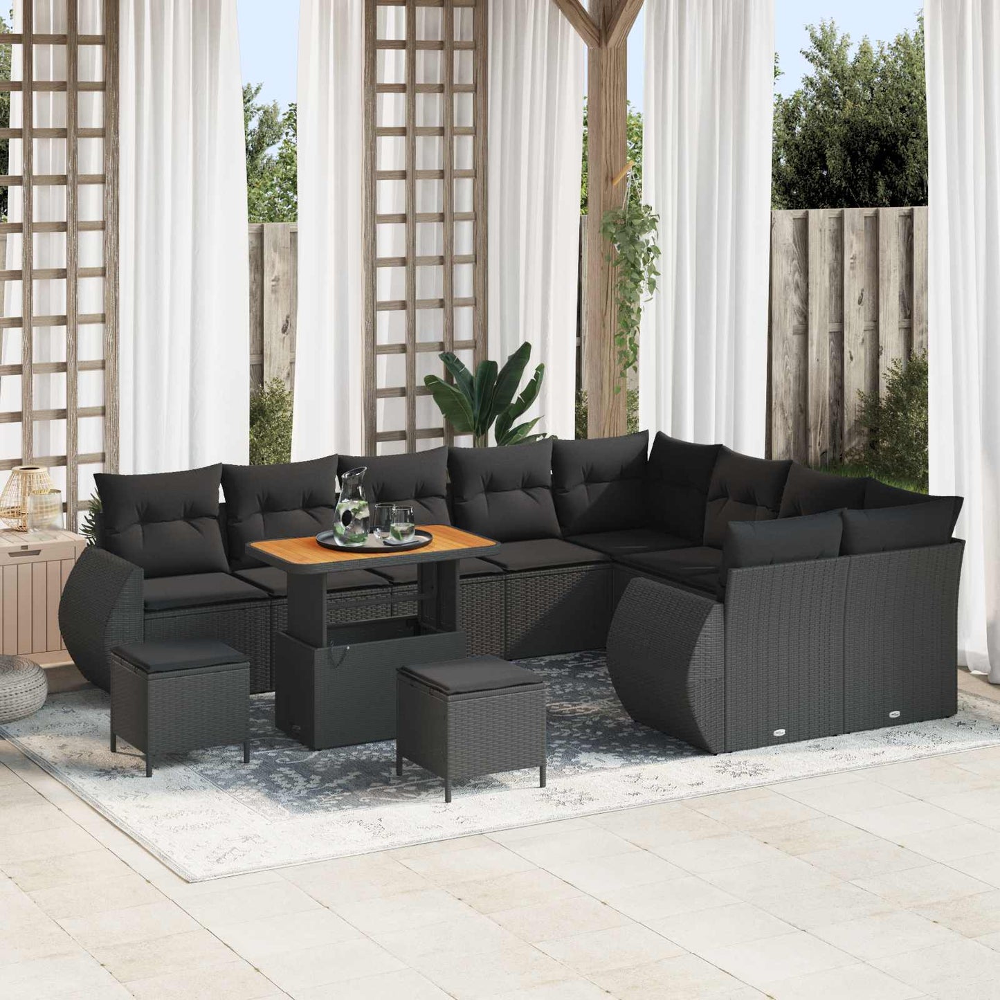 Tuin Sofa Set Met Kussen Met Opslag 12 Pcs En Crème