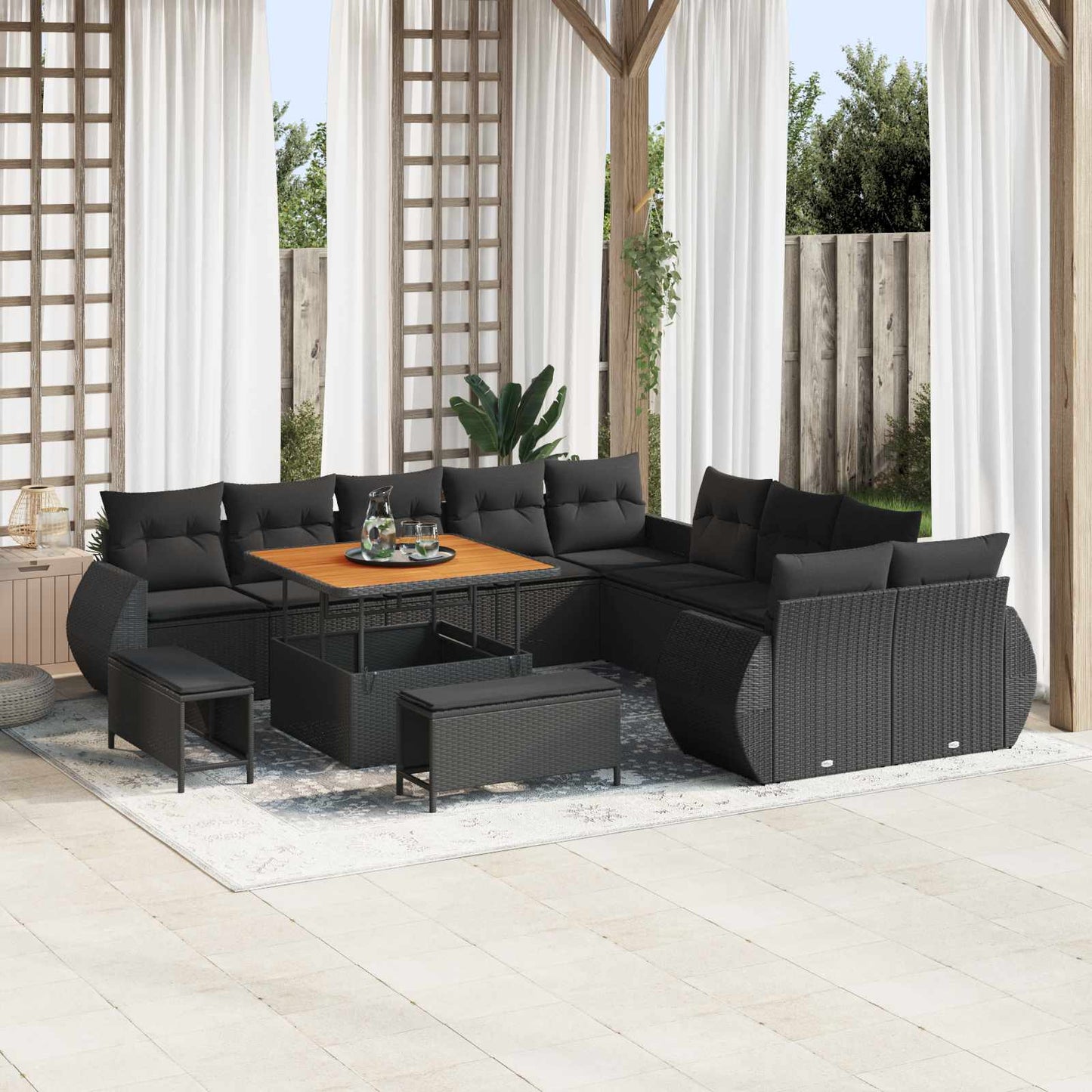 Tuin Sofa Set 13 Pcs Poly Rattan En Gepoedercoat Staal