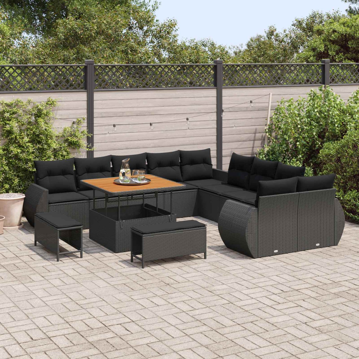 Tuin Sofa Set 13 Pcs Poly Rattan En Gepoedercoat Staal