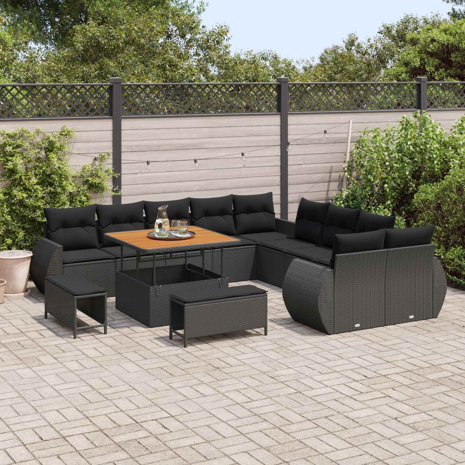 Tuin Sofa Set 13 Pcs Poly Rattan En Gepoedercoat Staal