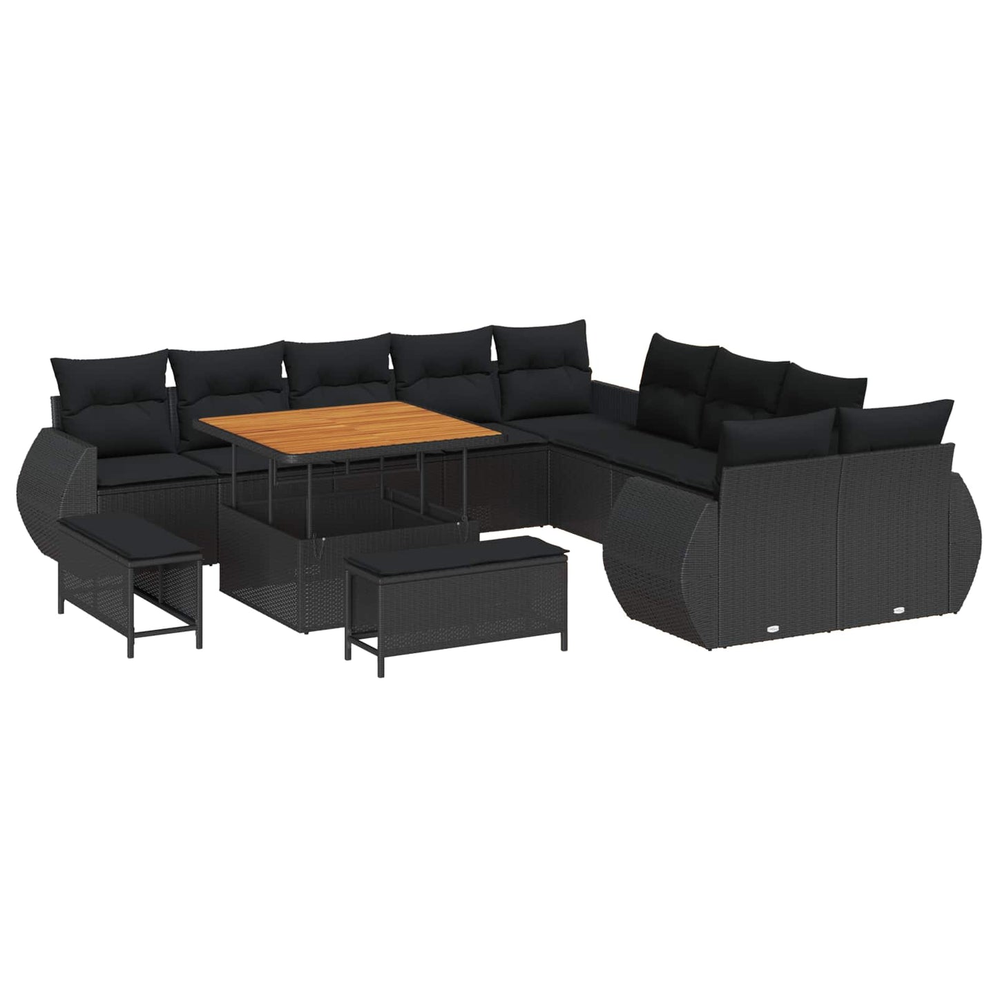 Tuin Sofa Set 13 Pcs Poly Rattan En Gepoedercoat Staal