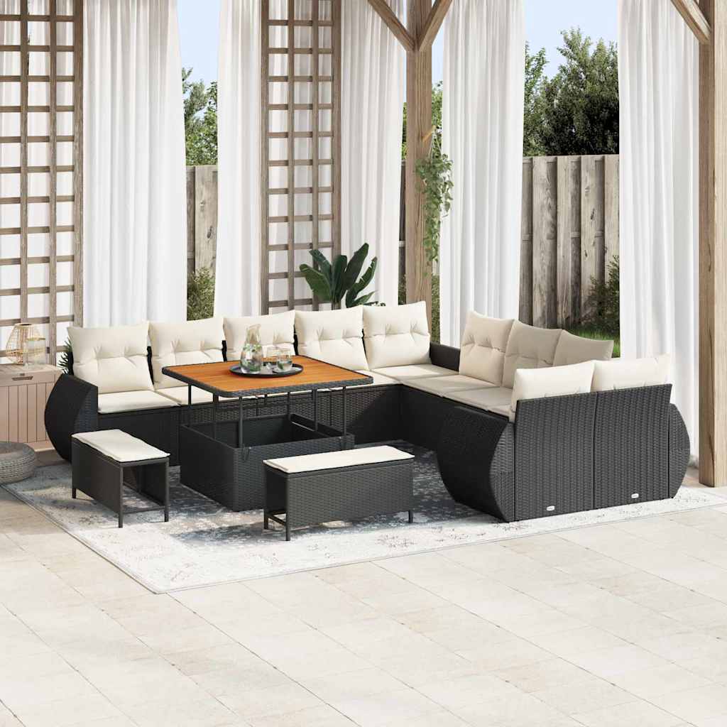 Tuin Sofa Set 13 Pcs Poly Rattan En Gepoedercoat Staal