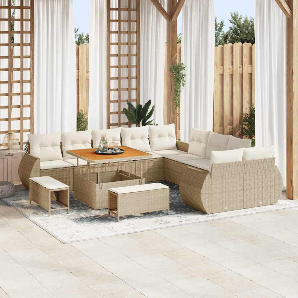 Tuin Sofa Set 13 Pcs Poly Rattan En Gepoedercoat Staal